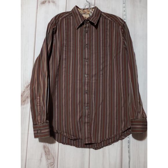Robert Graham Shirt Mens Medium Multicolor Striped Dress Button Up Silk Blend - Picture 1 of 9